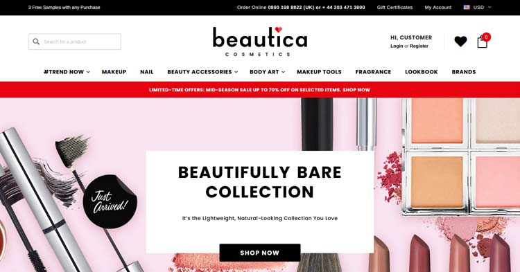 Download Beautica Cosmetics BigCommerce Theme Now!