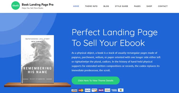 Download Book Landing Page Pro WordPress Theme Now!