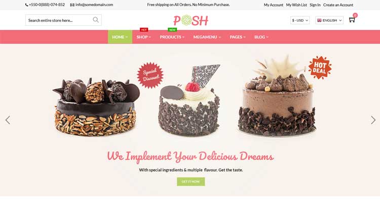 Download Cakes Pastries Store Magento Theme Now!