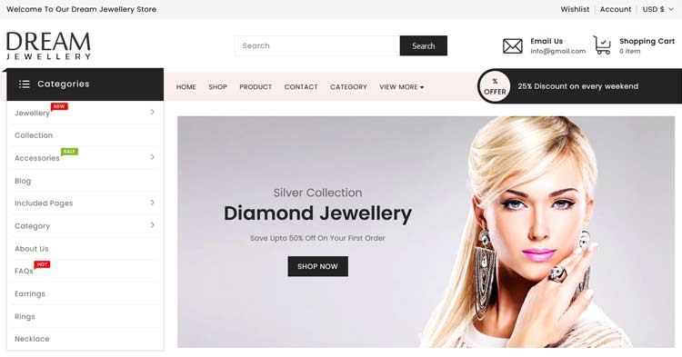 Download Dream Jewellery Store Shopify Theme Now!