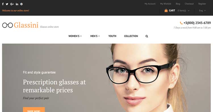 Download Glassini Eyeglasses Magento Theme Now!