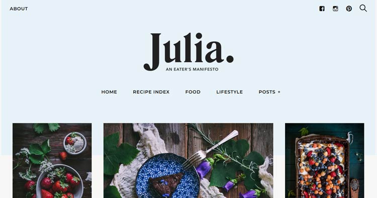 Download Julia LT Food Blog Theme Now!
