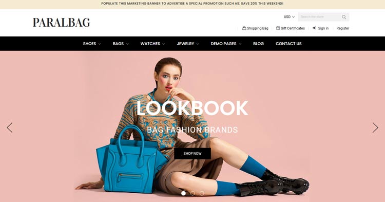 Download Paralbag Bag Store BigCommerce Theme Now!